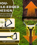 Stirrup Hoe Garden Tool With Adjustable 30 To 54 Inch Handle Double Edged Scuffle Hoe showcasing double-edged design for weeding.