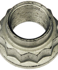 Close-up of a metal nut from Front Driver Side Wheel Bearing And Hub Assembly For Select Toyota Models OE Fix All In One Loaded Knuckle Kit