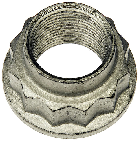 Close-up of a metal nut from Front Driver Side Wheel Bearing And Hub Assembly For Select Toyota Models OE Fix All In One Loaded Knuckle Kit