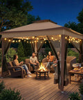 12x12 Pop Up Gazebo Canopy Tent With Mosquito Netting, Easy Up Metal Frame, Waterproof Outdoor Shelter, Portable Patio Garden Gazebo, patio setup
