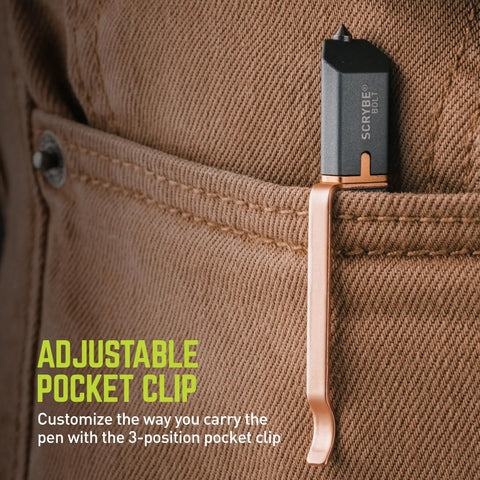 Upgrade Your Pocket Game With This Scrybe Bolt Action Multitool Pen In Sleek Gray with an adjustable pocket clip for convenience.
