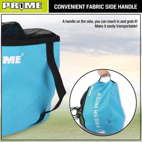 Blue bag from Four Pack Waterproof RV Hose Bags And Utility Storage Set For Sewer Hoses, Fresh Water Hoses, Cords, And Camper Tools.