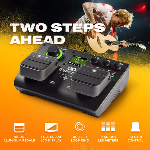 Dual Track Looper Pedal For Guitar Bass Keyboard And Vocals With 128 Loops Storage 4 Looping Modes Color LED Screen RGB Status Ring