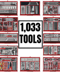 1033 Piece Mega Master Tool Kit Bundle With 60 Tool Trays Beast Pro Grade Hand Tools For Home Garage And Workshop Organization No Storage Included Durable Chrome Plated Steel Tools With An Organized Tray System For Easy Access And Efficiency