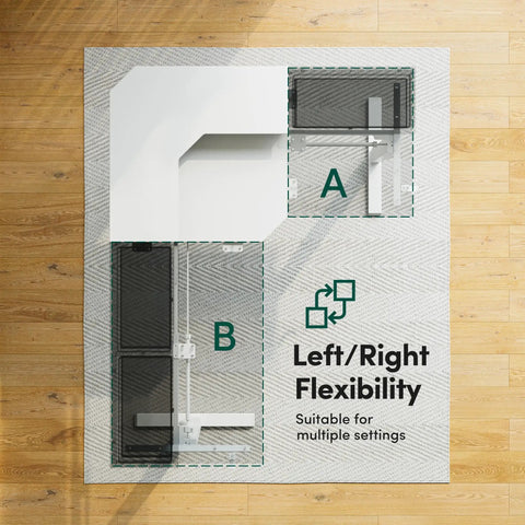 L Shaped Electric Standing Desk With Killer Storage Drawers, reversible tabletop, A and B switch flexibility.