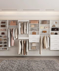 4 Drawer Stackable Closet Organizer Unit With Drawers, Modular Wood Storage Bins For Hanging Clothes, White, 31.5 Inch Wide