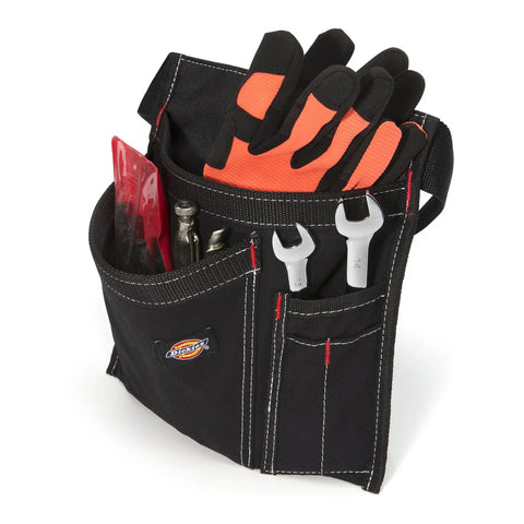 Five Pocket Single Side Tool Belt Pouch and Work Apron with Durable Canvas Construction Adjustable Belt for Custom Fit Black Hands Free Tool Carry and Quick Access