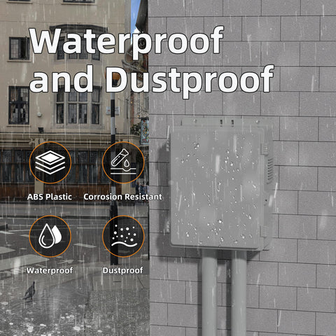 Outdoor NEMA Electrical Box Weatherproof 16x11x6 Inch ABS Plastic WiFi Enclosure with Vented Dust Screen, Built-in Fan