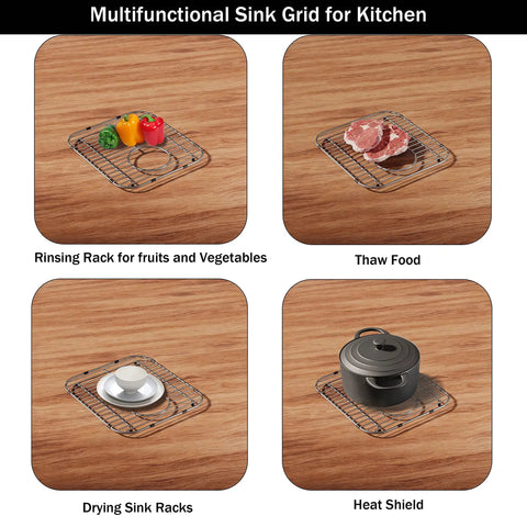 Stainless Steel Kitchen Sink Grid 2 Pack Size 13.2 x 11.6 x 1.2 Inches with Rear Drain Hole as multifunctional kitchen rack