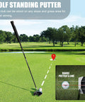 Standing Putter For Men 34 Inch with alignment aid on green, illustrating stable stance for right-handed players, 380g head shown