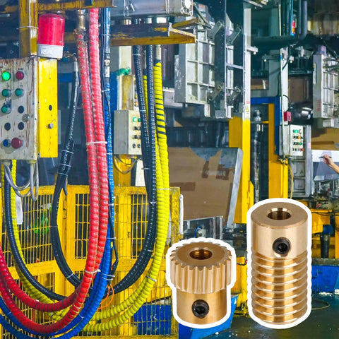 Two brass reducer gears: 20-tooth gear wheel and 4mm bore shaft (CNBTR, modulus 0.5)