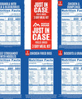 Image of 3 Day Freeze Dried Emergency Food Supply Kit 18 Servings Delivers 1706 Calories Per Day For 72 Hours Requires 12 Cups Water No Artificial Flavors Or Colors Includes Biscuits And Gravy And Granola With Milk For Quick Survival Meals with nutrition facts for various meals like granola, chicken and dumplings, beef stroganoff, and biscuits.