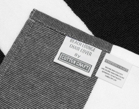 Label detail of Two Pack Pool Lounge Chair Covers With Cabana Stripe Design Soft 100 Percent Ringspun Terry Cotton Oversized 32 Inch
