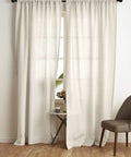 Light Filtering 100 Percent European Flax Linen Curtain 52 By 96 Inches Handwoven Rod Pocket Panel For Living Room And Bedroom Provides Privacy With Soft Natural Light Diffusion OEKO TEX Certified Cozy installed on window.