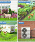 16 Panel Garden Fence With Gate, Rustproof Metal Fence Panels For Yard, 32 Inches High By 37 Point 8 Feet Long shown in various uses