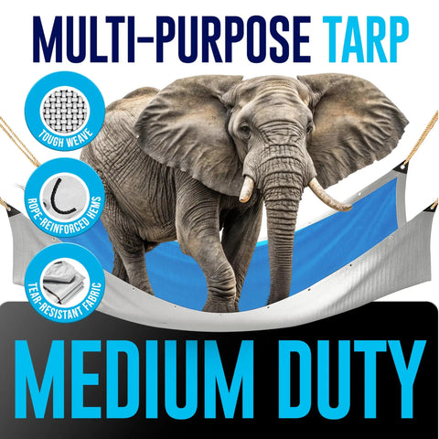 Elephant on 12x12 Waterproof Tarp With Grommets Every 18 Inches 5 Mil Heavy Duty Built Tough Multipurpose Rain Cover for outdoor use