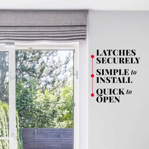 Two Way Sliding Door Safety Latch For Pool Safety Easy To Install Opens From Inside And Outside Childproof Lock shown by sliding door.