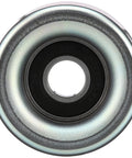 Gates 36173 DriveAlign belt drive idler pulley, metal outer flange with black inner bearing (front view).