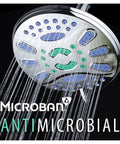 Elite High Pressure 7 Inch Luxury Spa Rain Shower Head With Six Settings Microban Antimicrobial Anti Clog Jets All Chrome