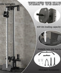 Heavy Duty Wall Mount Cable Crossover Machine Dual Pulley Home Gym System with 400 lb capacity and double uprights.