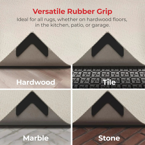 V Shape Rug Corner Grippers 4 Pack For Indoor And Outdoor Rugs Keep Edges Flat Stop Curling No Slip Grip on hardwood, tile, marble, stone