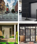 Six Pack Traffic Barricade Delineator Posts With Fillable Base For Crowd Control Adjustable Stanchions in various settings