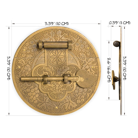 Longevity Brass Plate Chest Box Latch Decorative Hardware 3.4 Inch Durable Brass Finish with engraved vintage design