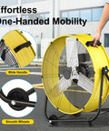 Beastly Industrial 30 Inch Drum Fan With 14000 CFM High Velocity Airflow 550W 3 Speed Heavy Duty Metal Floor Circulator with handle and wheels