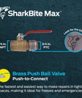 Max 3/4 Inch Push To Connect Brass Ball Valve With FNPT Connector For PEX Copper CPVC PE RT HDPE Plumbing Fittings