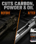Pro Grade Ultrasonic Gun Cleaner Solution That Hits Different On Stubborn Carbon And Gun Oil With Zero Hard Scrubbing One Concentrated Gallon Mixes Straight Into Two Hundred Ready To Shoot Parts Usa Made - Before and after cleaning results of gun parts.