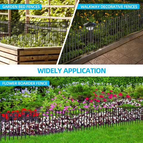 Dog Dig Fence Barrier Kit With 25 Panels, 17 Inch High By 27 Feet Long, One And A Quarter Inch Gap, Rustproof Metal Stakes in use.