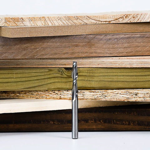 Pro Grade Five Piece Up Cut Spiral Router Bits Set With One Quarter Inch Shank And One Quarter Inch Cutting Diameter