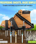 Spring Base Lawn Aerator Shoes With Dual Layer Spiked Bottom And Adjustable Straps Easy Walk Scarifier over soil and roots