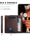 Slim RFID Blocking Bifold Wallet For Men With Money Clip, Genuine Leather, Minimalist Front Pocket Design, shown with cards