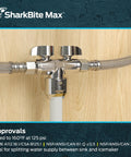 Game Changer Dual Shut Off Quarter Turn Ball Valve With Push To Connect Brass Fittings And Chrome Finish For Pex Copper Cpvc Pipes Quick Wet Line Hookup No Sweat Install Smooth Flow Control installed at sink with braided hoses.