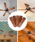 Oak And Walnut Finish 52 Inch Ceiling Fan Blade Replacement Set displayed with fans and additional blades