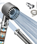 Filtered Shower Head With Handheld For Hard Water High Pressure Experience With On Off Switch And Extra Long Hose Two Filters Gun Grey Easy Install Water Saving Micro Technology For A Pro Grade Spa Like Massage.