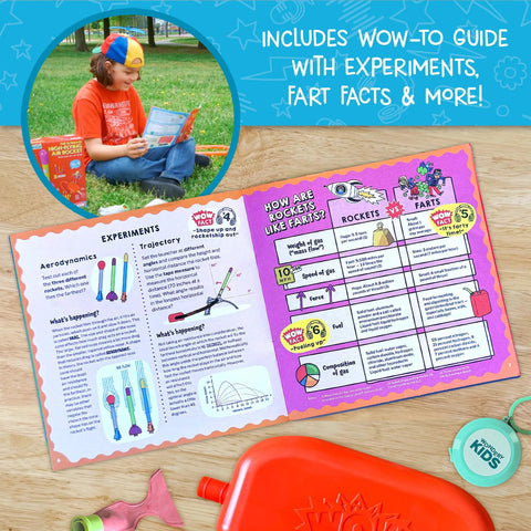 Air Rocket Launch Kit For Kids Ages 4 And Up To 100 Feet With Realistic Sound Effects Stomp And Blast And Learn Outdoor STEM Toy Comes With Companion Audio Content And Bonus Reusable Science Tool, Wow-To guide