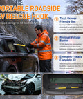 Portable Roadside EV Rescue Hook Rated at 35 KV, 3ft insulated tool for safe access to EVs in emergencies.