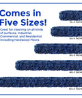 Straight Up Premium Heavy Duty Nylon Dust Mop Replacement Head 2 Pack Fits Standard 36 Inch Frames showing five sizes.