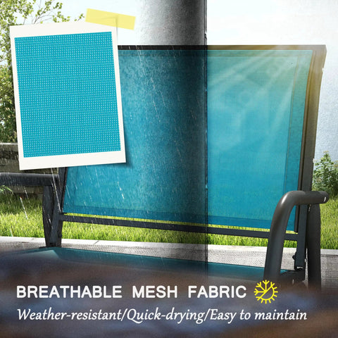 Set Of 2 Porch Glider Chairs With Metal Frame Breathable Mesh Curved Armrests High Back for a Smooth Chill Glide, close-up of mesh fabric