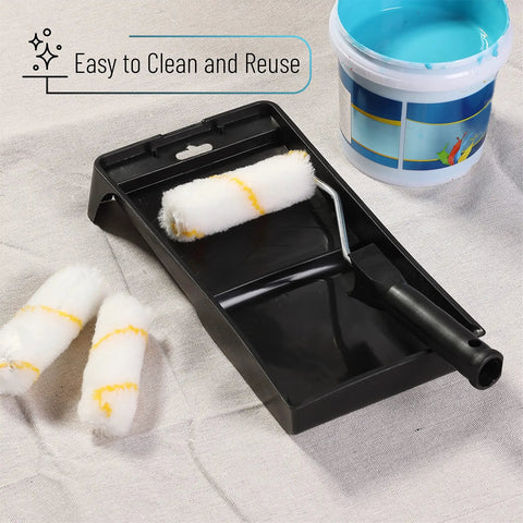 4 Inch Paint Tray Set With Mini Roller Kit Includes Three Microfiber Rollers Durable 4 Inch Frame And Tray For Slick Edges DIY