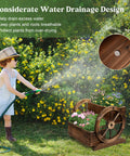 Child watering Wooden Wagon Planter Box With Wheels For Indoor And Outdoor Patio Garden Decor Ideal For Flowers Herbs Vegetables And Succulents