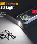 Beefed Up Jump Starter With Air Compressor And Tire Inflator 150 PSI Portable 12V Jump Box showing 400 Lumen LED light feature