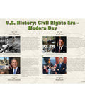 Four Poster Timeline Of Eras In US History Set For Social Studies Classrooms 12 By 18 Inch Posters detailing Civil Rights to Modern Era