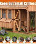 Tough As Nails 24 Inch X 50 Feet Black PVC Coated Chicken Wire Fence Heavy Duty Galvanized Hardware Cloth Roll securing a chicken coop from critters.
