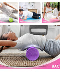 Person using High Density EPP Foam Back Roller for Yoga and Pilates in Fuschia Rose for full back stretch