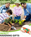 Family gardening using an 11 inch garden hand trowel with wood handle, tough as nails heavy duty polished stainless steel digging tool.