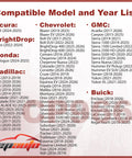 Compatible model and year list for Cabin Air Filter Replacement CP966 For GM Select Models 2013 To 2025