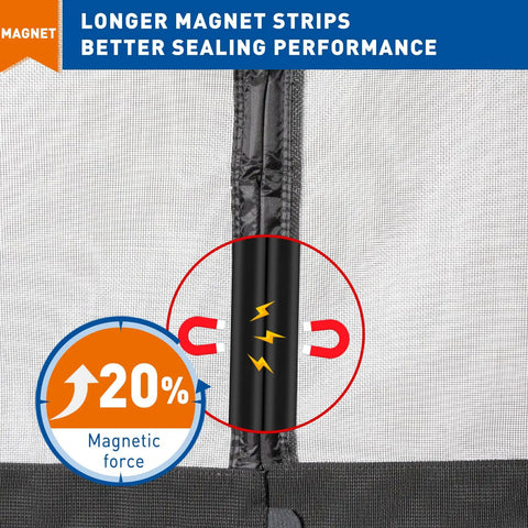 Magnetic Garage Door Screen 16x7 Ft For Two Cars showing magnetic seal details with longer strips and increased magnetic force.